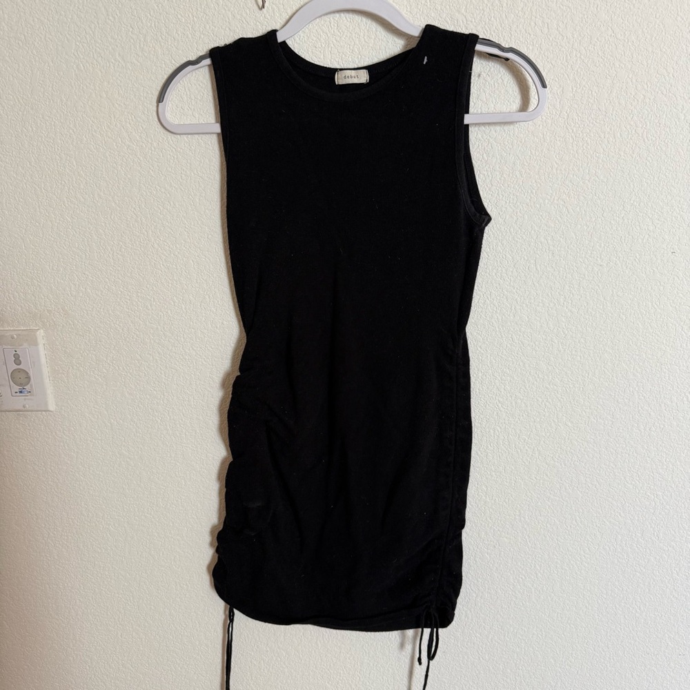 Black Sleeveless Ruched Dress
